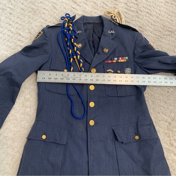 Vintage Men’s Blue Military Jacket with Pins - Picture 14 of 15
